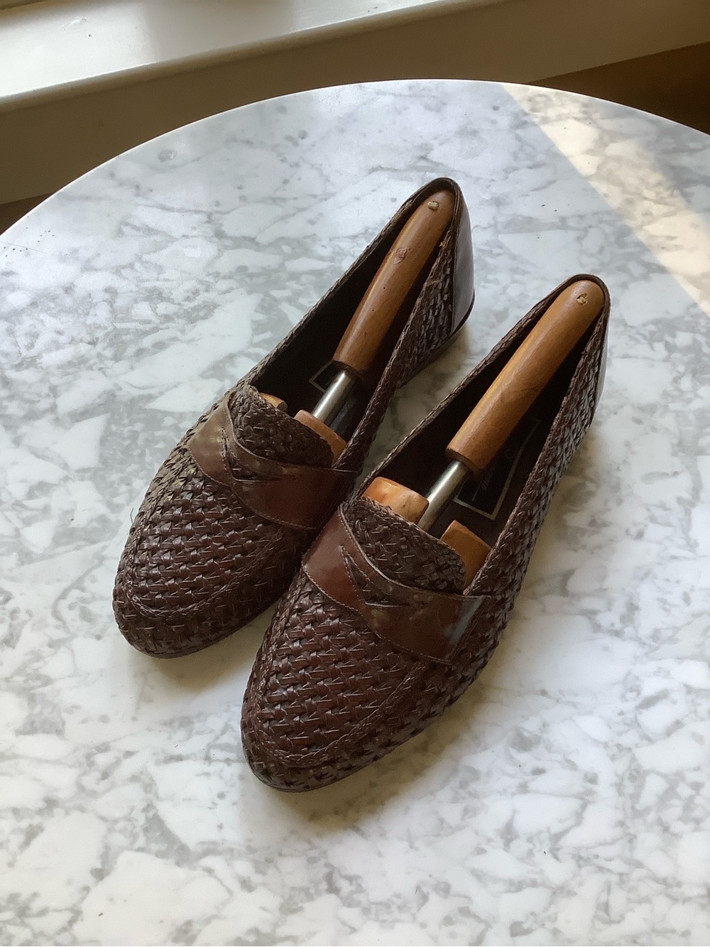 Vintage Bragano by Cole Haan Italian Woven Leather Loafers in Brown - Picture 2 of 11